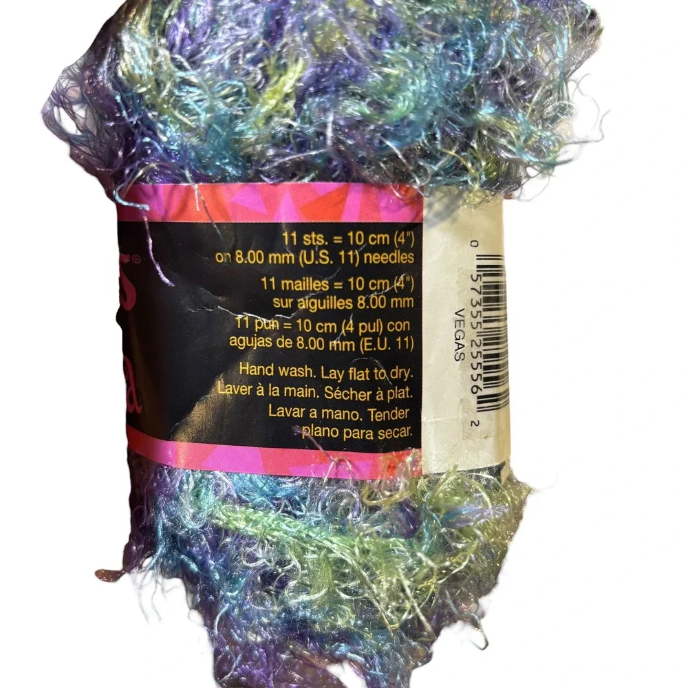 4 Skeins Patons Cha Cha Fun Fur Yarn Vegas #2002 Shimmer Metallic Craft Crochet